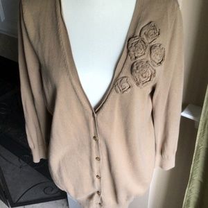 Loft 3/4 sweater tan size large